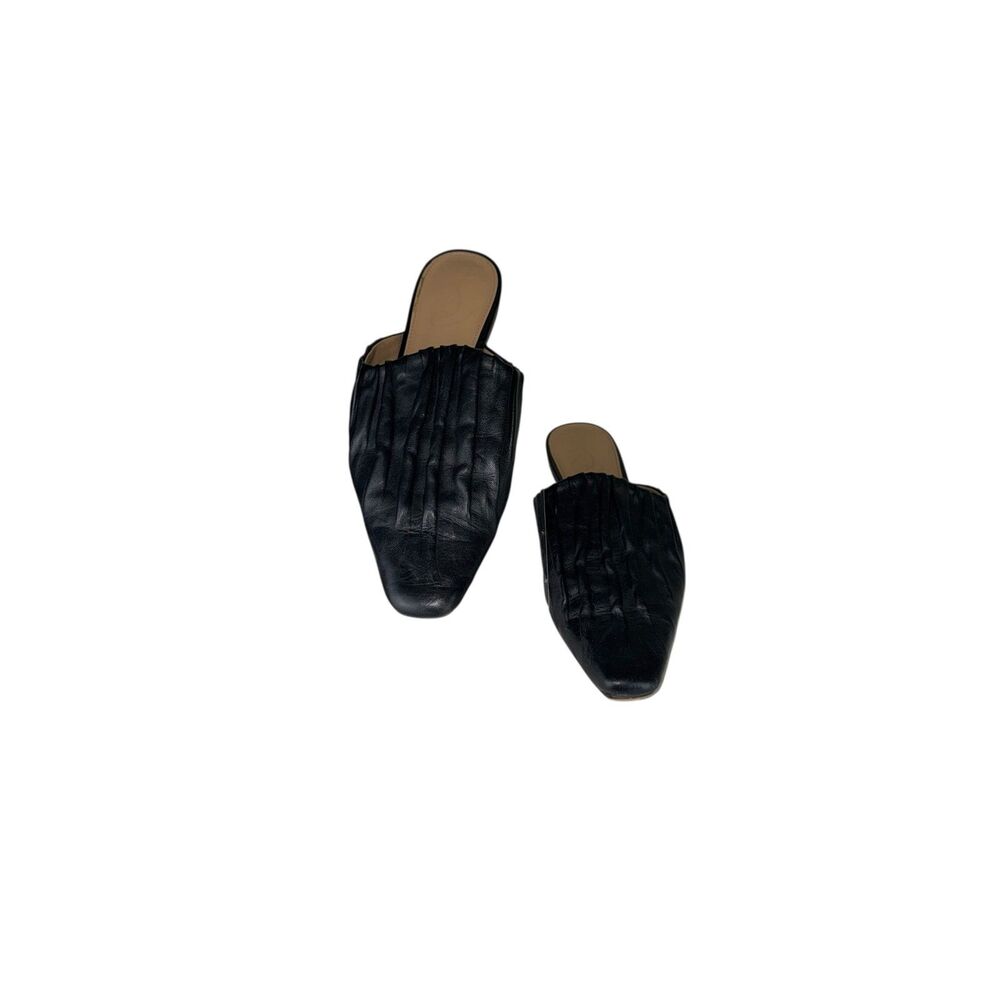 Sam Edelman Cecilia Black Pleated Leather Mules. Size‎ 8.5 Women's